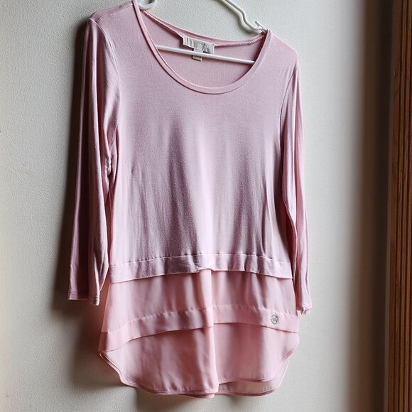 MICHAEL Michael Kors Pink Layered Scoop Neck Blouse Size Small - Picture 2 of 16